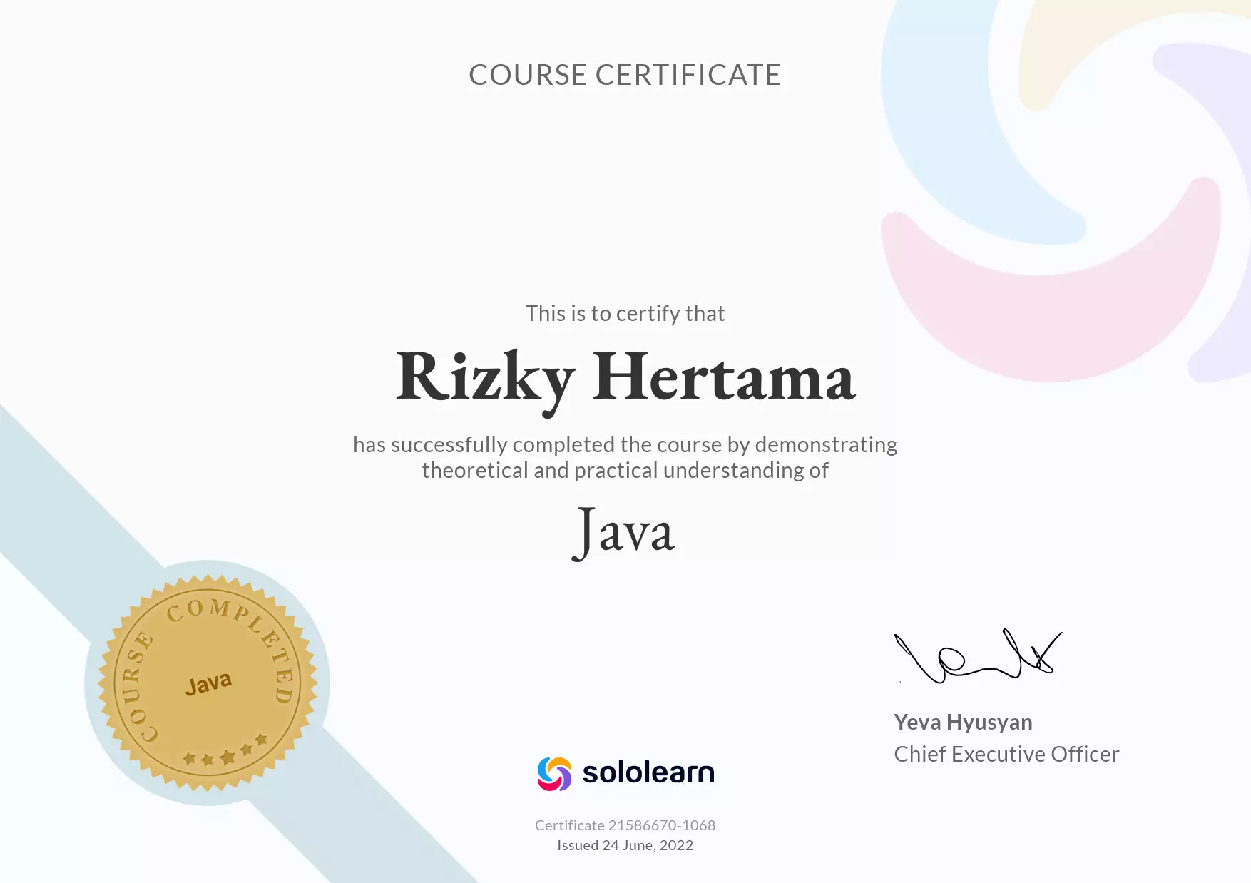java certificate