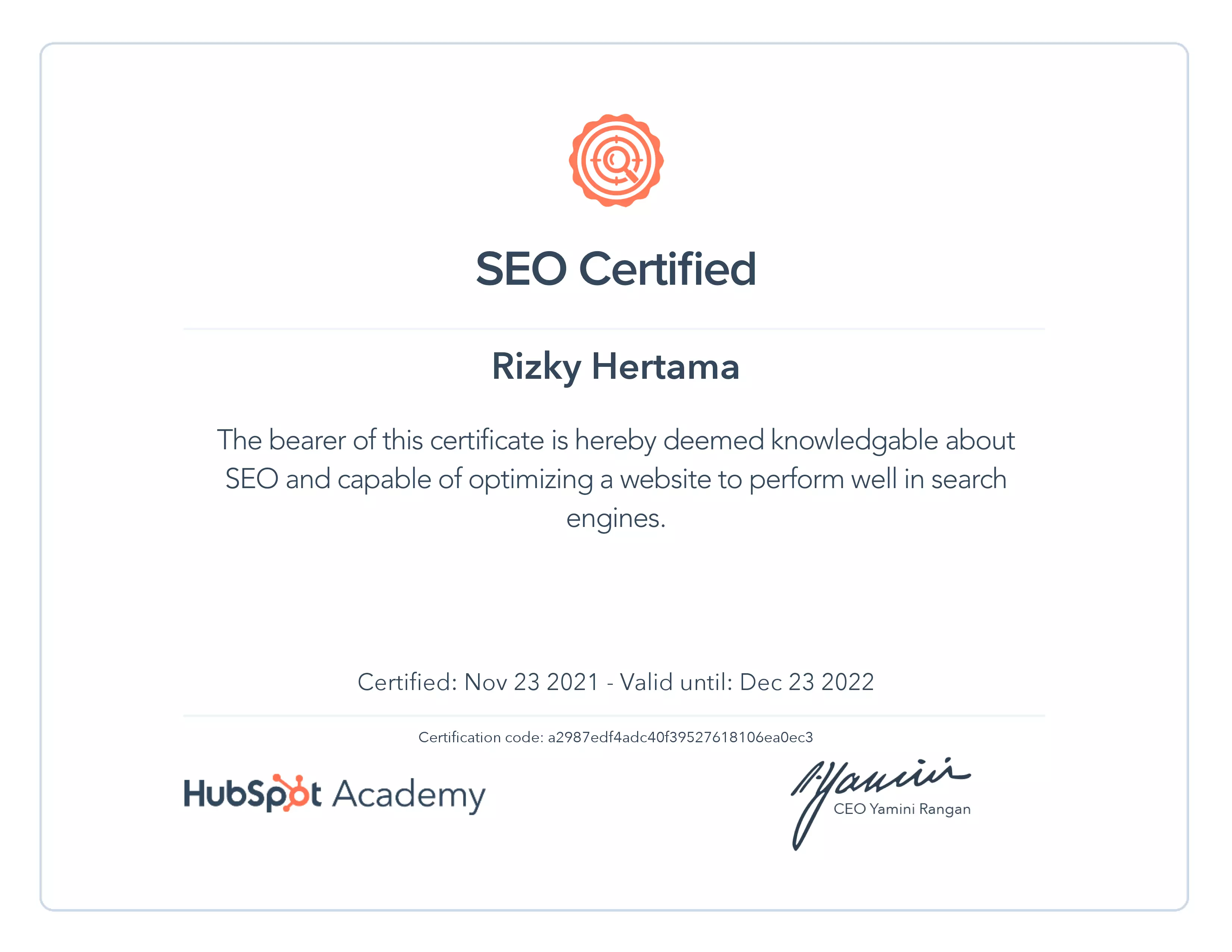 seo certificate
